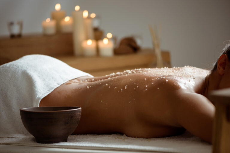 young woman relaxing spa salon